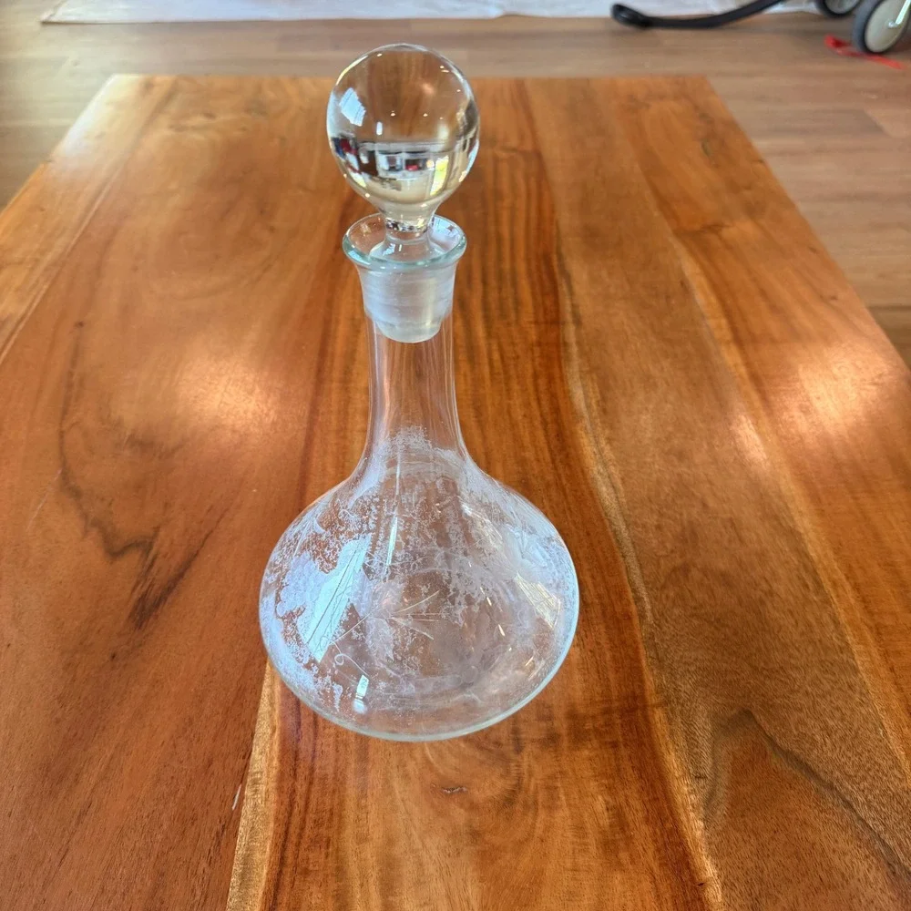 Glass Decanter featuring Grapes and Leaves